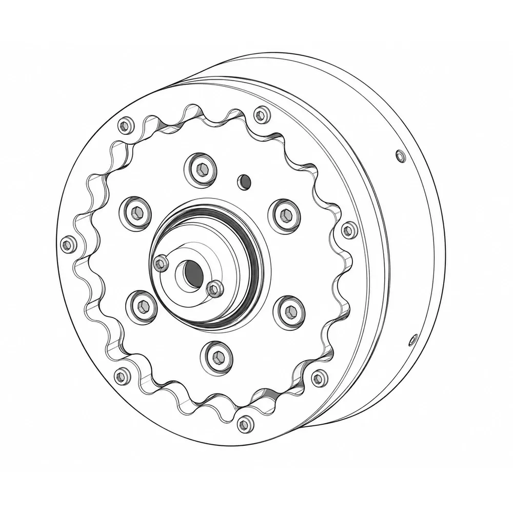 Cycloidal actuator isometric line sketch